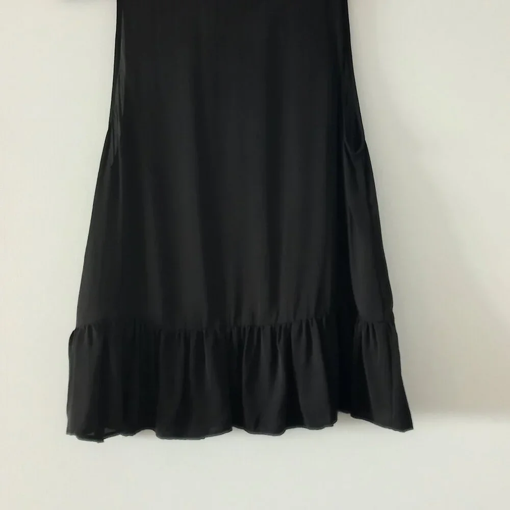JOIE (ANTHROPOLOGIE) black silk sleeveless peplum blouse with bow - Picture 3 of 9